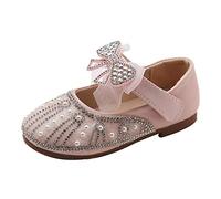 Scarpe da Principessa Per Ragazze Scarpe Da Sposa Glitter Strass Scarpe Da Vestito Con Perle E Fiocco Scarpe Da Sera Ballerina Scarpe Da Danza Piatto Scuola Con Scarpe Da Ragazza, Colore: rosso, 30 EU