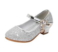 Scarpe da principessa Performance in PU con paillettes scintillanti per occasioni festive, lezioni di balletto, comode scarpe da ballo per bambini, argento, 33 EU