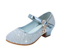 Scarpe da principessa Performance in PU con paillettes scintillanti per occasioni festive, lezioni di balletto, comode scarpe da ballo per bambini, Blu, 33 EU