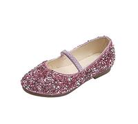Scarpe da principesse da bambina con paillettes Ballerine con tacco glitterato Mary Jane Scarpe basse per bambini, feste, ragazze, scarpe da sera comode per l'asilo, Colore: rosa., 27 EU