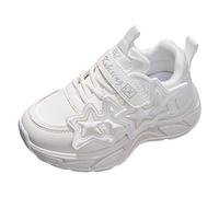 Scarpe da ragazza alla moda per bambini con suola morbida, sneaker alla moda per ragazze piatte antiscivolo, scarpe casual alla moda con chiusura in per la vita quotidiana per giocare, bianco, 32 EU