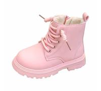 Scarpe da ragazza con tomaia in pelle, suola morbida, comode, adatte per uso scolastico, scarpe alla moda, tinta unita, look alla moda, da indossare tutti i giorni, età da 4 a 11 anni, 04 rosa, 28 EU