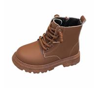 Scarpe da ragazza con tomaia in pelle, suola morbida, comode, adatte per uso scolastico, scarpe alla moda, tinta unita, look alla moda, da indossare tutti i giorni, età da 4 a 11 anni, 03 marrone., 28