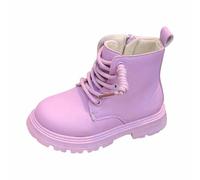 Scarpe da ragazza con tomaia in pelle, suola morbida, comode, adatte per uso scolastico, scarpe alla moda, tinta unita, look alla moda, da indossare tutti i giorni, età da 4 a 11 anni, 05 viola., 28