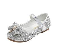 Scarpe da ragazza Glitter 26 Scarpe da Principessa Scarpe Indiane Per Vestire Con Farfalla E Paillettes Scarpe Glitter Ballerina Con Scarpe Da Ragazza Scarpe Da Danza Mary Janes, argento, 26 EU