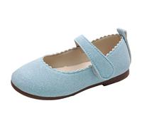 Scarpe Da Ragazza Tinta Unita Semplice Scarpe Eleganti Per Ragazze Con Tacco Bbasso Scarpette Danza Classica Bambina Scarpette Principessa Bambina Scarpe Ballerina Bambina (Blue, 26 Toddler)