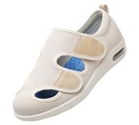 Scarpe da Riabilitazione,Extra Larghe per Piedi Gonfi Ciabatte Regolabili La Neuropatia Dolorosa dei degli Anziani Larga Uomo.Beige,38