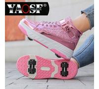 Scarpe da ruota alla moda per bambini/adolescenti, versione aggiornata con maggiore stabilità, scarpe sportive 2-in-1 rimovibili, scarpe da pattinaggio a rotelle cool da strada, pattini a rotelle per