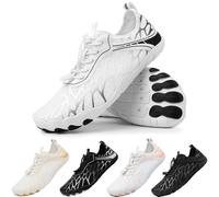 Scarpe da Scoglio Uomo Scarpe Barefoot Donna Scarpe da Spiaggia Scarpe da Nuoto Scarpe da Surf Traspirante Antiscivolo Outdoor al Chiuso Unisex Nero Bianco 40