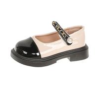 Scarpe da scuola per bambine e ragazze, in pelle verniciata, mocassini casual, Beige, 33 EU