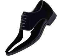 Scarpe da Sera da Uomo Classic Business Scarpe Oxford in Vernice Leggera Punta A Punta Low-Top Lace-up Ufficio Banchetto di Nozze Scarpe Formali, Black, 43 EU