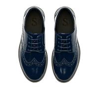Scarpe da Sera Derby in Vernice Blu Navy per Ragazzi, Scarpe Brogue con Punta a Coda di Rondine, Scarpe Formali da Ballo e da Sposa Taille 36