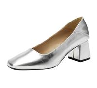 Scarpe da Sera Donna Mary Jane Argento Metallizzato per Cocktail e Cerimonie Décolleté Eleganti con Tacco Largo Calzature Formali,Argento,41 EU