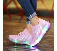Scarpe da skate a rotelle con luce a LED, alla moda, traspiranti e taglio basso, perfette per lo sport all"aperto per uomini e donne, dotate di 2 ruote piccole, ideali per teenager, studenti, adulti o