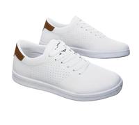 Scarpe da skate, da uomo, in pelle, traspiranti, in pelle, per il tempo libero, comode, bianco, 43 EU