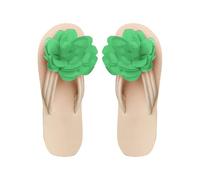 Scarpe da spiaggia da donna, eleganti, infradito estive con fiori, infradito alla moda, scarpe per il tempo libero, infradito aperte sul davanti, scarpe piatte per tutti i giorni, verde, 40 EU
