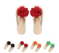 Scarpe da spiaggia da donna, eleganti, infradito estive con fiori, infradito alla moda, scarpe per il tempo libero, infradito aperte sul davanti, scarpe piatte per tutti i giorni, Colore: rosso, 38 EU