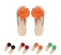 Scarpe da spiaggia da donna, eleganti, infradito estive con fiori, infradito alla moda, scarpe per il tempo libero, infradito aperte sul davanti, scarpe piatte per tutti i giorni, Colore: arancione