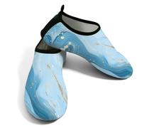Scarpe da spiaggia per donne e uomini, ad asciugatura rapida, traspiranti, per nuotare, antiscivolo, a piedi nudi, per surf in piscina, astratto blu marmo che scorre, Blu Oro, 38.5/39.5 EU