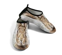 Scarpe da spiaggia per donne e uomini, ad asciugatura rapida, traspiranti, per nuotare, antiscivolo, a piedi nudi, per surf in piscina, coniglietto marrone pasquale su grigio, Grigio, 41/42 EU