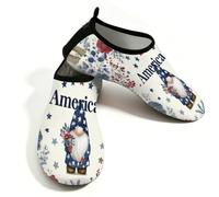 Scarpe da spiaggia per donne e uomini, ad asciugatura rapida, traspiranti, per nuotare, antiscivolo, a piedi nudi, per surf in piscina, gnomo americano, fiori e foglie, Blu rosso, 38.5/39.5 EU