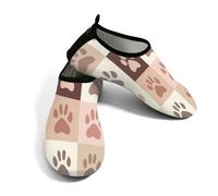 Scarpe da spiaggia per donne e uomini, ad asciugatura rapida, traspiranti, per nuotare, antiscivolo, a piedi nudi, per surf in piscina, simpatiche zampe di gatto su reticolo, Beige e marrone., 6/7 UK
