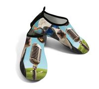 Scarpe da spiaggia per donne e uomini, ad asciugatura rapida, traspiranti, per nuotare, antiscivolo, a piedi nudi, per surf in piscina, occhiali da sole divertenti con mucca che canta, Blu verde, 6/7