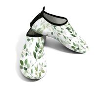 Scarpe da spiaggia per donne e uomini, ad asciugatura rapida, traspiranti, per nuotare, antiscivolo, a piedi nudi, per surf in piscina, verde salvia botanica foglie di eucalipto, Verde e bianco, 6/7