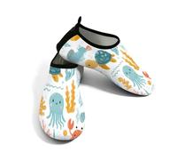 Scarpe da spiaggia per donne e uomini, ad asciugatura rapida, traspiranti, per nuotare, antiscivolo, a piedi nudi, per surf in piscina, simpatici animali marini, tartaruga, medusa, granchio, Bianco