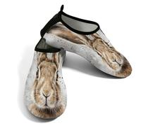 Scarpe da spiaggia per donne e uomini, ad asciugatura rapida, traspiranti, per nuotare, antiscivolo, a piedi nudi, per surf in piscina, coniglietto marrone pasquale su grigio, Grigio, 42.5/43 EU