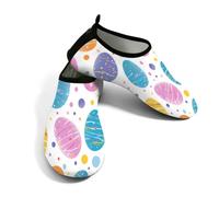 Scarpe da spiaggia per donne e uomini, ad asciugatura rapida, traspiranti, per nuotare, antiscivolo, a piedi nudi, per surf in piscina, uova di Pasqua colorate a pois, bianco, 38.5/39.5 EU