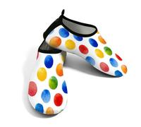 Scarpe da spiaggia per donne e uomini, ad asciugatura rapida, traspiranti, per nuotare, antiscivolo, a piedi nudi, per surf in piscina, acquerelli colorati a pois, Bianco Blu Arancione, 41/42 EU