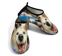 Scarpe da spiaggia per donne e uomini, ad asciugatura rapida, traspiranti, per nuotare, antiscivolo, a piedi nudi, per surf in piscina, cani felici, gatti sul campo di fiori, Colorato, 37/38 EU