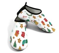 Scarpe da spiaggia per donne e uomini, ad asciugatura rapida, traspiranti, per nuotare, antiscivolo, a piedi nudi, per surf in piscina, biscotti di pan di zenzero di buon Natale, Bianco Marrone Verde