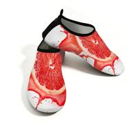 Scarpe da spiaggia per donne e uomini, ad asciugatura rapida, traspiranti, per nuotare, antiscivolo, a piedi nudi, per surf in piscina, succo di pompelmo rosso spruzzato arte, rosso bianco, 41/42 EU