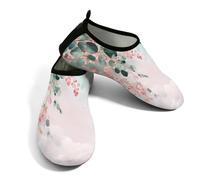 Scarpe da spiaggia per donne e uomini, ad asciugatura rapida, traspiranti, per nuotare, antiscivolo, a piedi nudi, per surf in piscina, viti di eucalipto sulla parte superiore, Verde Salvia Rosa, 40
