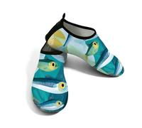 Scarpe da spiaggia per donne e uomini, ad asciugatura rapida, traspiranti, per nuotare e nuotare, antiscivolo e a piedi nudi, per surf in piscina, opere d'arte con pesci verdi, Verde, 38/40 EU