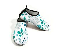 Scarpe da spiaggia per donne e uomini, ad asciugatura rapida, traspiranti, per nuoto, acqua antiscivolo, scarpe a piedi nudi, per surf in piscina, acquerelli, foglie e frutti di bosco, Verde e bianco