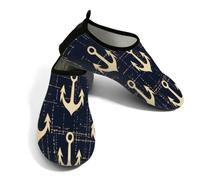 Scarpe da spiaggia per donne e uomini, ad asciugatura rapida, traspiranti, per nuoto, antiscivolo, a piedi nudi, per surf in piscina, ancora nautica su sfondo nero, Nero giallo, 42.5/43 EU