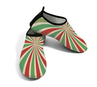 Scarpe da spiaggia per donne e uomini, ad asciugatura rapida, traspiranti, per nuoto, antiscivolo, a piedi nudi, per surf in piscina, retrò, Natale, rosso, verde, strisce vorticose, rosso verde, 37/38