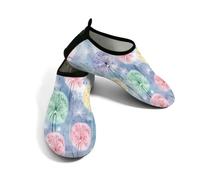 Scarpe da spiaggia per donne e uomini, ad asciugatura rapida, traspiranti, per nuoto, antiscivolo, a piedi nudi, per surf in piscina, piante di tarassaco, Rosa Viola Verde, 42.5/43 EU