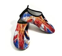 Scarpe da spiaggia per donne e uomini, ad asciugatura rapida, traspiranti, per nuoto, antiscivolo, a piedi nudi, per surf in piscina, bandiera del Regno Unito con leone ruggente, Rosso Blu Nero, 40