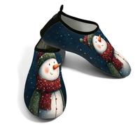 Scarpe da spiaggia per donne e uomini, ad asciugatura rapida, traspiranti, per nuoto, antiscivolo, a piedi nudi, per surf in piscina, inverno, Natale, notte stellata, pupazzo di neve, Blu scuro, 41/42