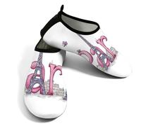 Scarpe da spiaggia per donne e uomini, ad asciugatura rapida, traspiranti, per nuoto, antiscivolo, a piedi nudi, per surf in piscina, romantica, rosa Parigi Torre Eiffel, Rosa/Bianco, 38.5/39.5 EU