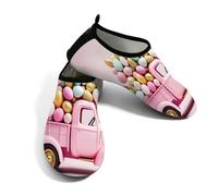 Scarpe da spiaggia per donne e uomini, ad asciugatura rapida, traspiranti, per nuoto, antiscivolo, a piedi nudi, per surf in piscina, camion pasquale rosa con uova, rosa, 38.5/39.5 EU