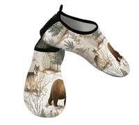 Scarpe da spiaggia per donne e uomini, ad asciugatura rapida, traspiranti, per nuoto, antiscivolo, a piedi nudi, per surf in piscina, animali della foresta, alci, orsi, lupi, Marrone e beige., 38.5