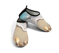 Scarpe da spiaggia per donne e uomini, ad asciugatura rapida, traspiranti, per nuoto, antiscivolo, a piedi nudi, per surf in piscina, costiera, onde sulla spiaggia, stella marina, Beige e blu., 38.5