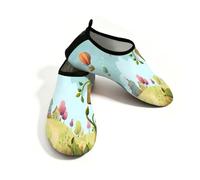 Scarpe da spiaggia per donne e uomini, ad asciugatura rapida, traspiranti, per nuoto, antiscivolo, a piedi nudi, per surf in piscina, fantasia, fiaba, castello di prato, Verde Chiaro Blu, 38.5/39.5 EU