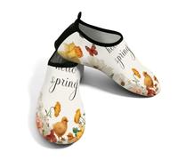 Scarpe da spiaggia per donne e uomini, ad asciugatura rapida, traspiranti, per nuoto, antiscivolo, a piedi nudi, per surf in piscina, Hello Spring Retro Garden Flower Chicks, Beige e giallo , 40/40.5