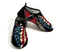 Scarpe da spiaggia per donne e uomini, ad asciugatura rapida, traspiranti, per nuoto, scarpe antiscivolo a piedi nudi, per surf in piscina, cappello da cowboy americano del 4 luglio, nero, rosso